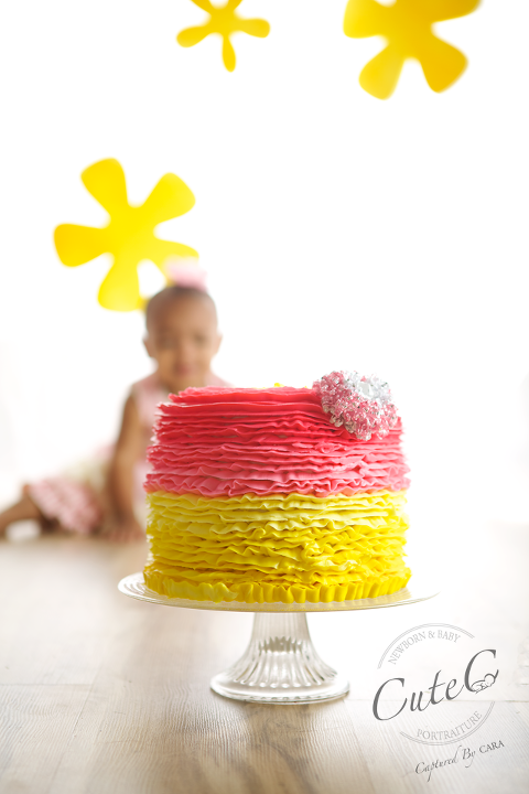 pink and yellow cake